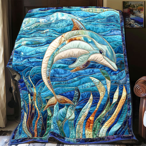 Patchwork Dolphin WP1402077CL Quilt Blanket