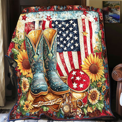 Cowboy Boots In Sunflower Garden WY2201058CL Quilt Blanket