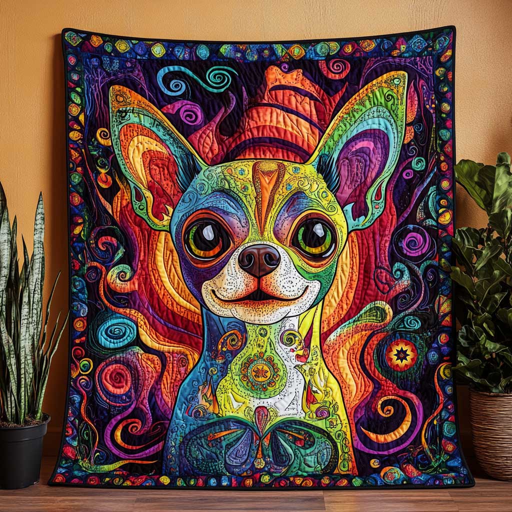 Chihuahua Peaceful Vibes WN0410002CL Quilt Blanket