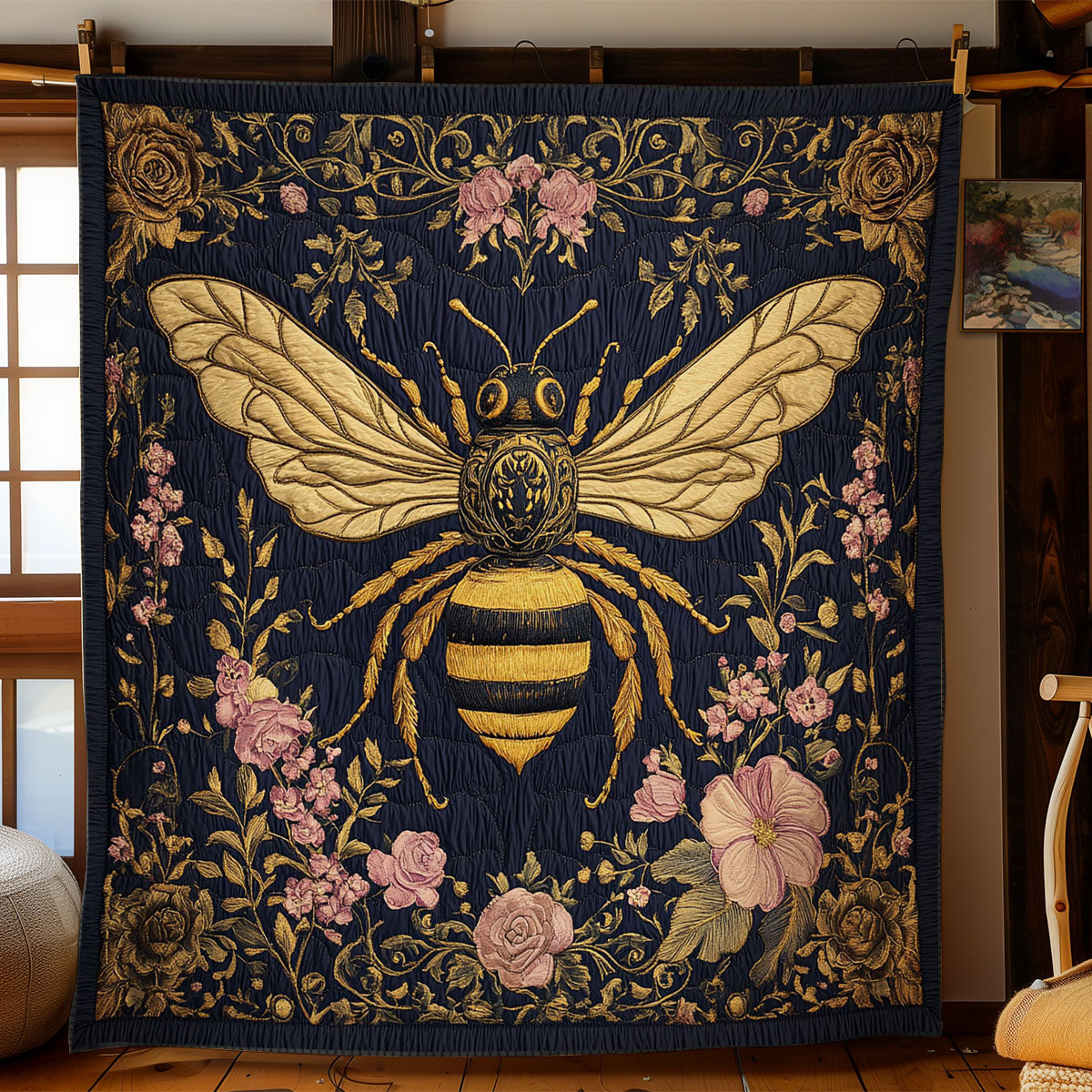Bee In Flower Garden WY1902055CL Quilt Blanket