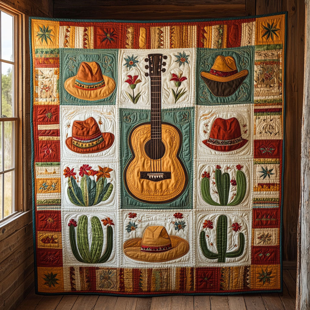 Desert Bloom Guitar CW2708049CL Quilt Blanket