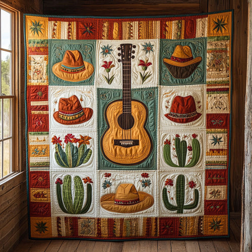 Desert Bloom Guitar CW2708049CL Quilt Blanket