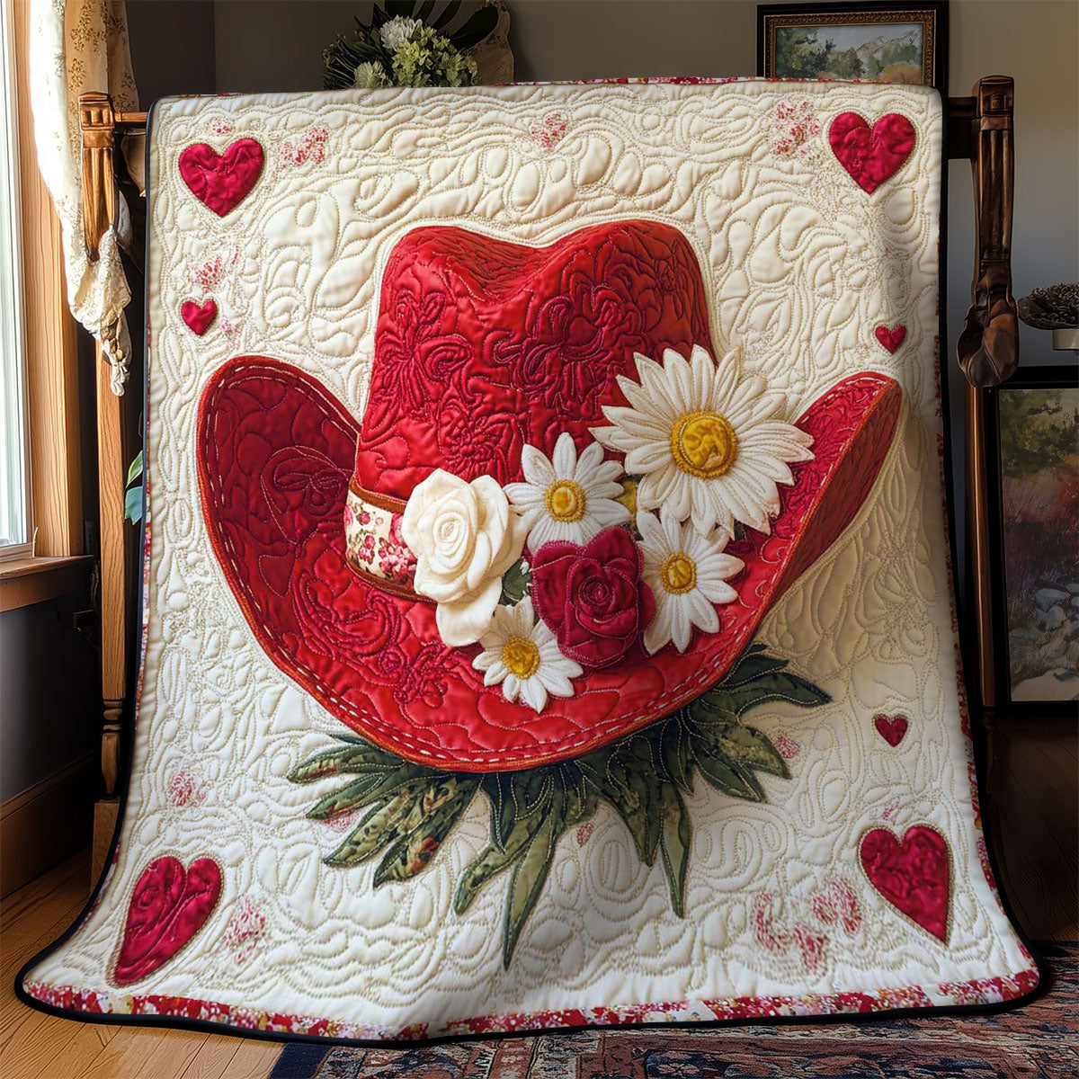 Romantic Rodeo Cowboy Hat WN0301028CL Quilt Blanket