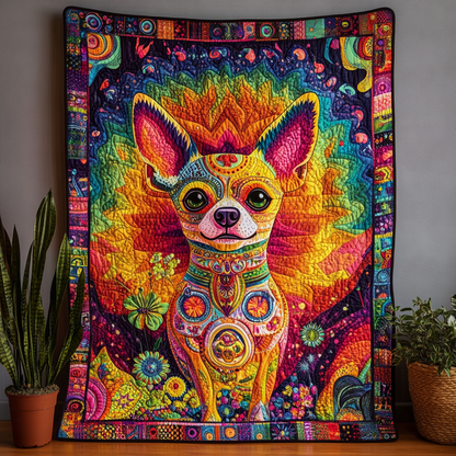 Chihuahua Hippie Love WN2409075CL Quilt Blanket