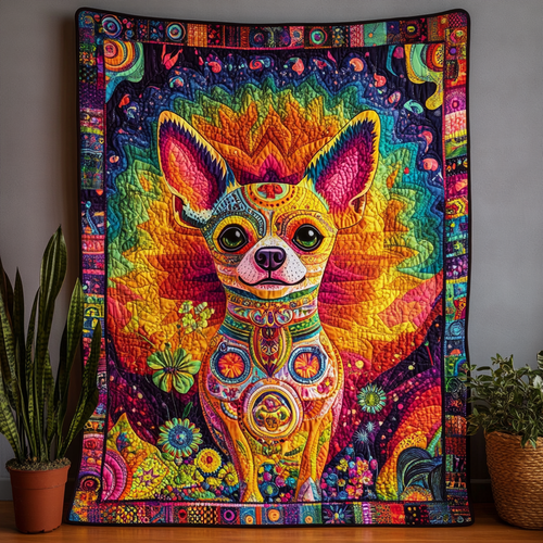 Chihuahua Hippie Love WN2409075CL Quilt Blanket