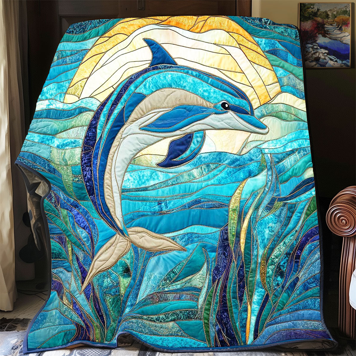 Marine Dolphin WP1402069CL Quilt Blanket