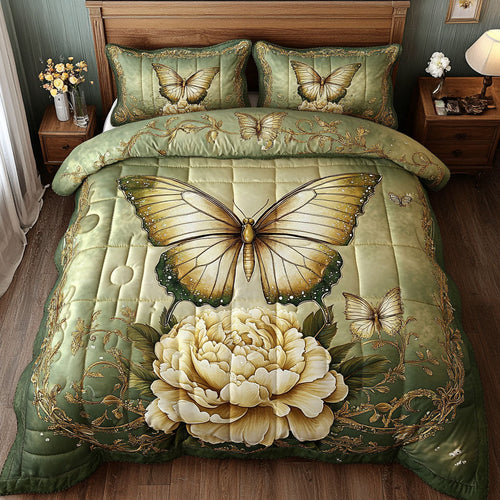 Butterfly Peony Flower WT0703083CL Quilted Bedding Set