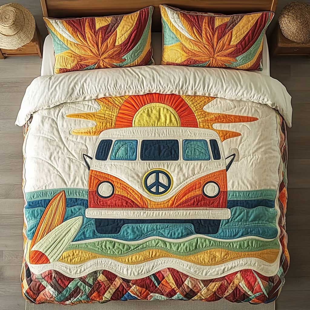 Hippie Camping Car Dreams WN1302039CL Quilted Bedding Set