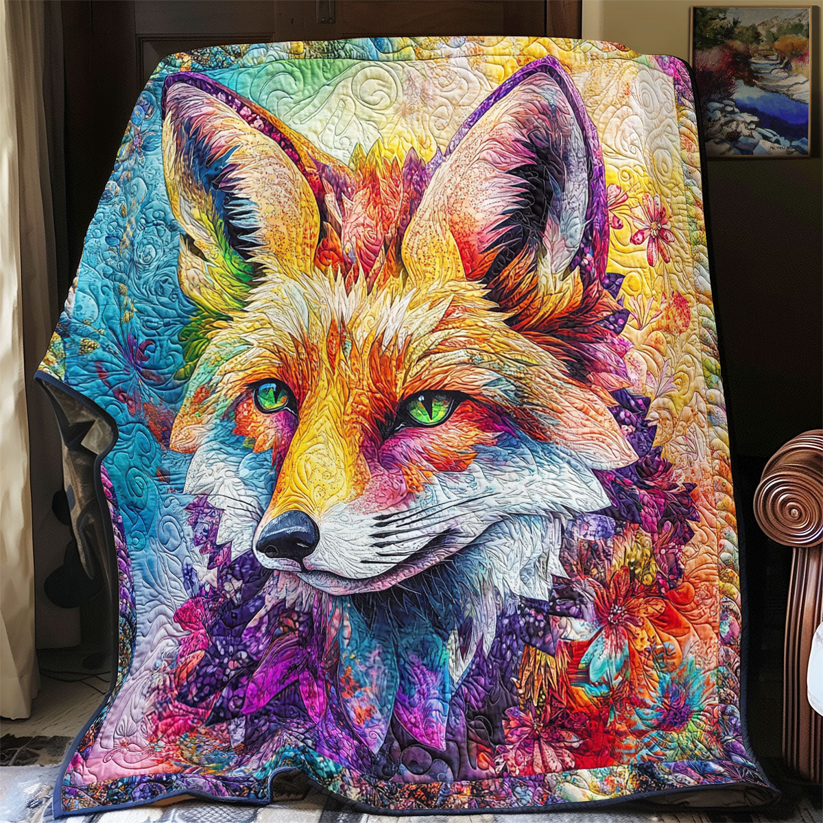 Abstract Colorful Fox WY2612001CL Quilt Blanket