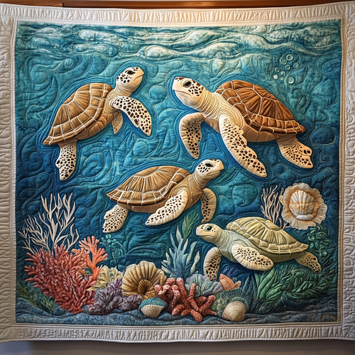 Colorful Sea Turtle WG1301032CL Quilt Blanket