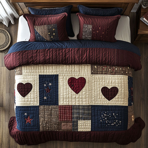 Patchwork Hearts WY1402077CL Quilted Bedding Set