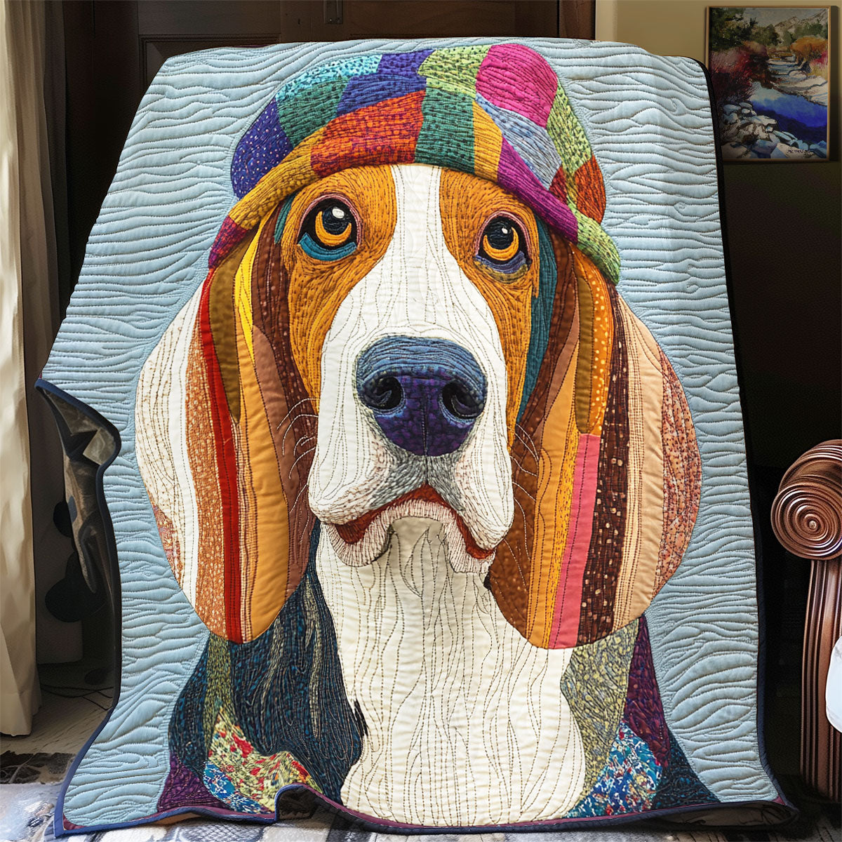 Brave Basset Hound WX0301013CL Quilt Blanket