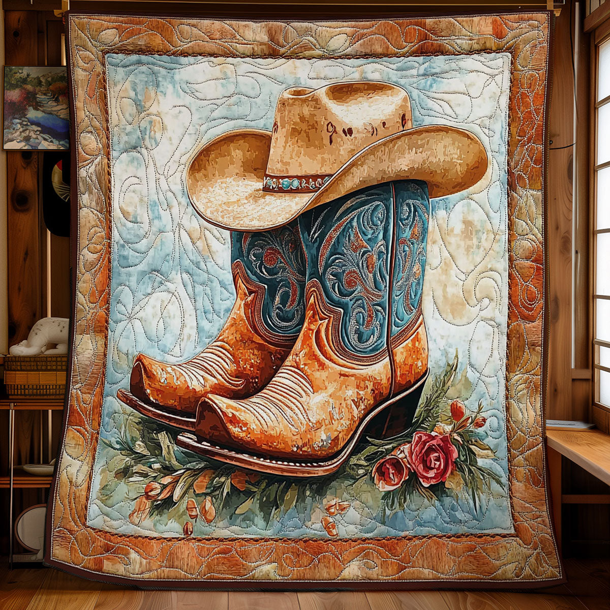 Cowboy Boots And Hat WY2301046CL Quilt Blanket