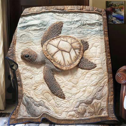 Turtle In Beach WY2001017CL Quilt Blanket