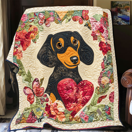 Dachshund in Bloom WX0803022CL Quilt Blanket