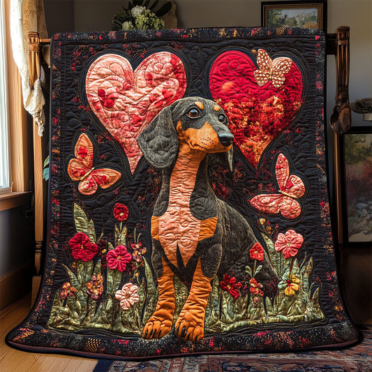 Dachshund Love WX0803023CL Quilt Blanket