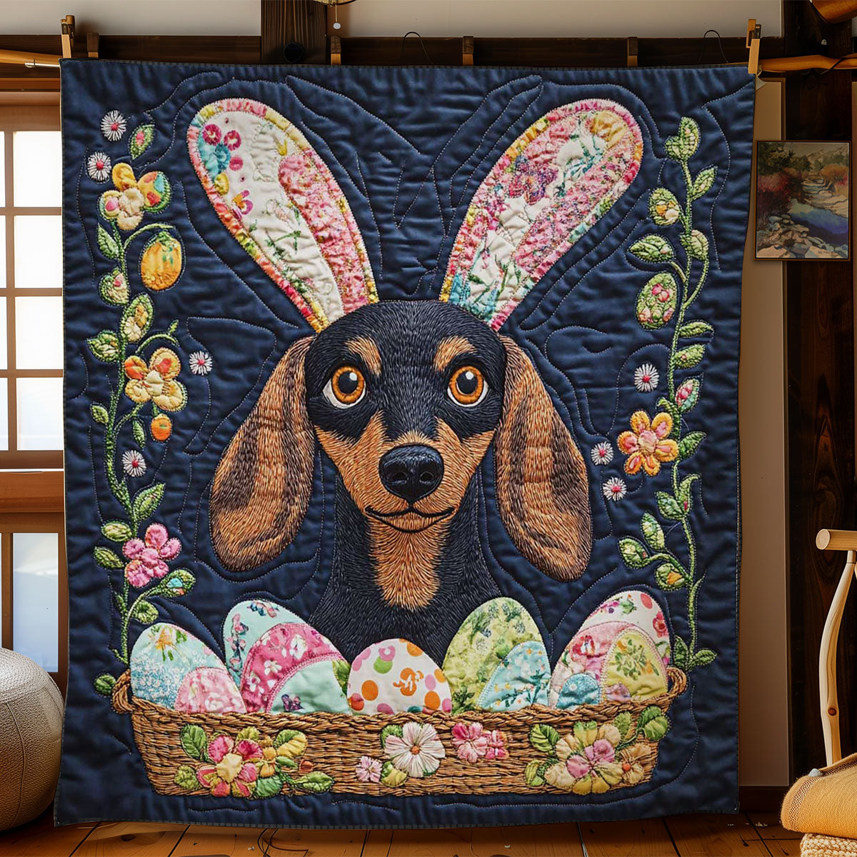 Easter Dachshund Fun WN1501002CL Quilt Blanket