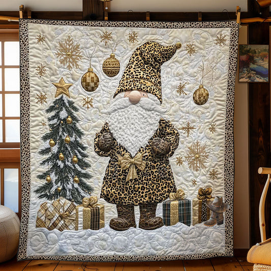 Golden Leopard Gnome WN1312010CL Quilt Blanket