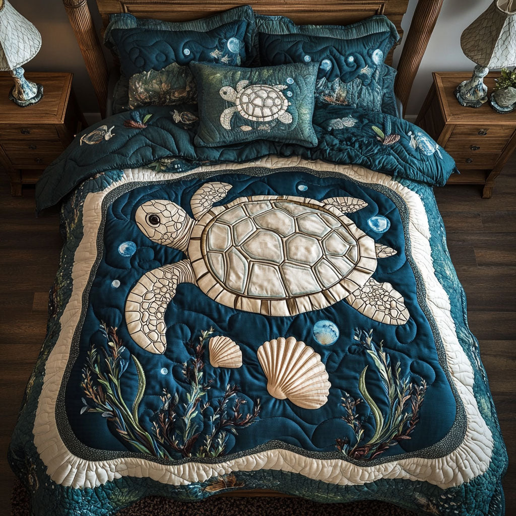 Mystic Turtle In Ocean WY1902036CL Quilted Bedding Set