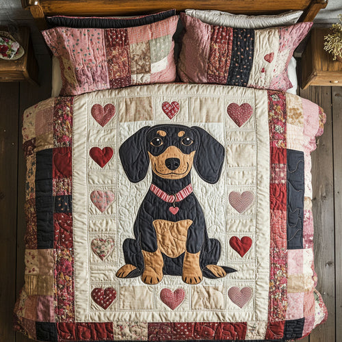 Happy Valentine Dachshund WY0803081CL Quilted Bedding Set