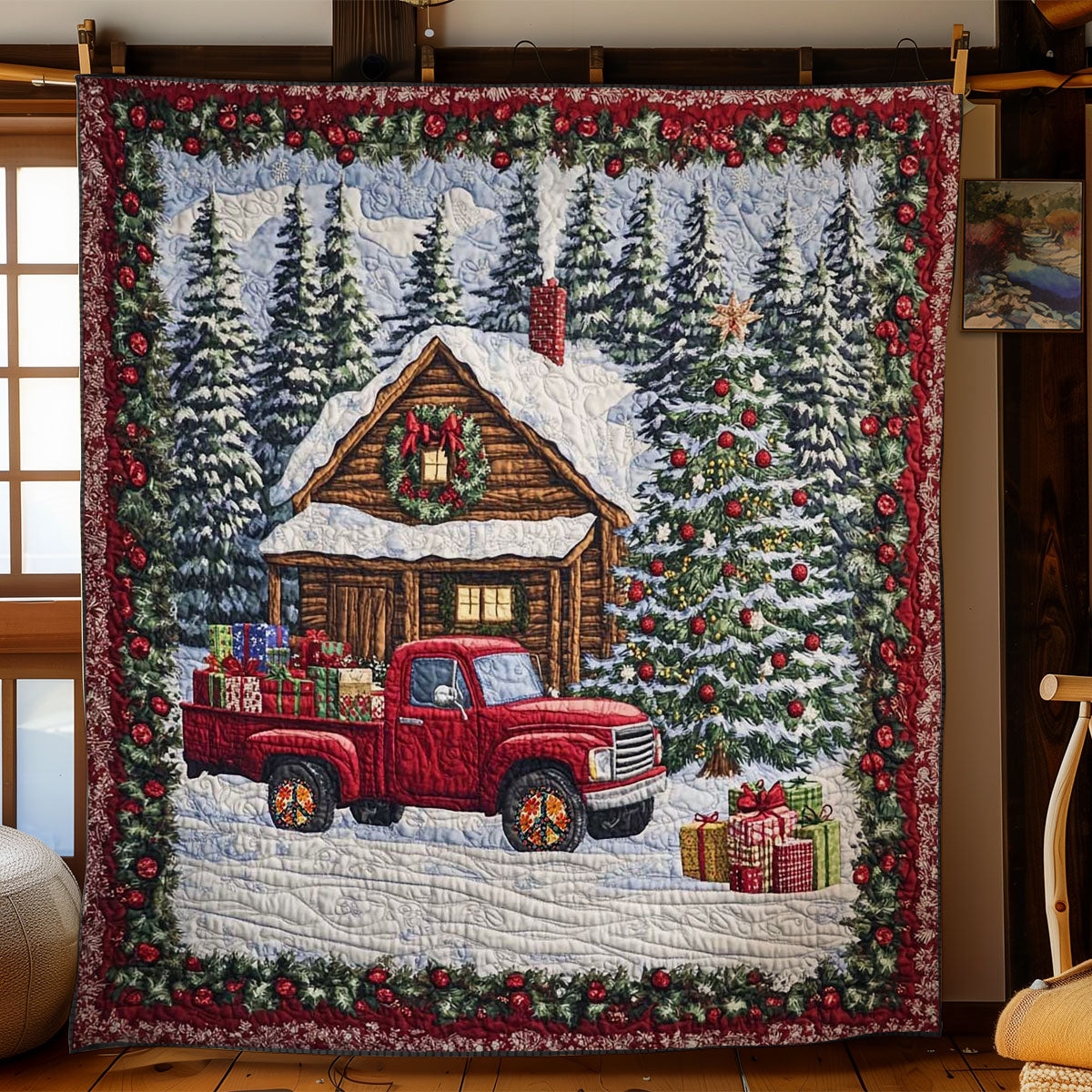 Red Truck Cheer WN0611033CL Quilt Blanket
