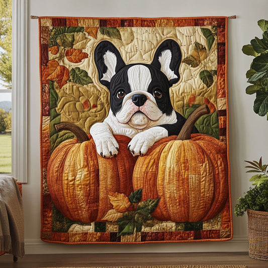 Pumpkin Bulldog CW2908056CL Quilt Blanket