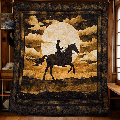 Cowboy In Night Desert WY2301049CL Quilt Blanket