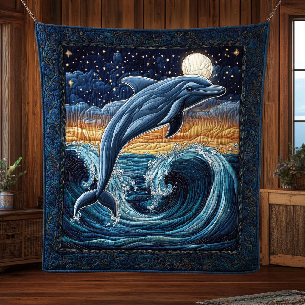 Midnight Dolphin CW1606038CL Quilt Blanket