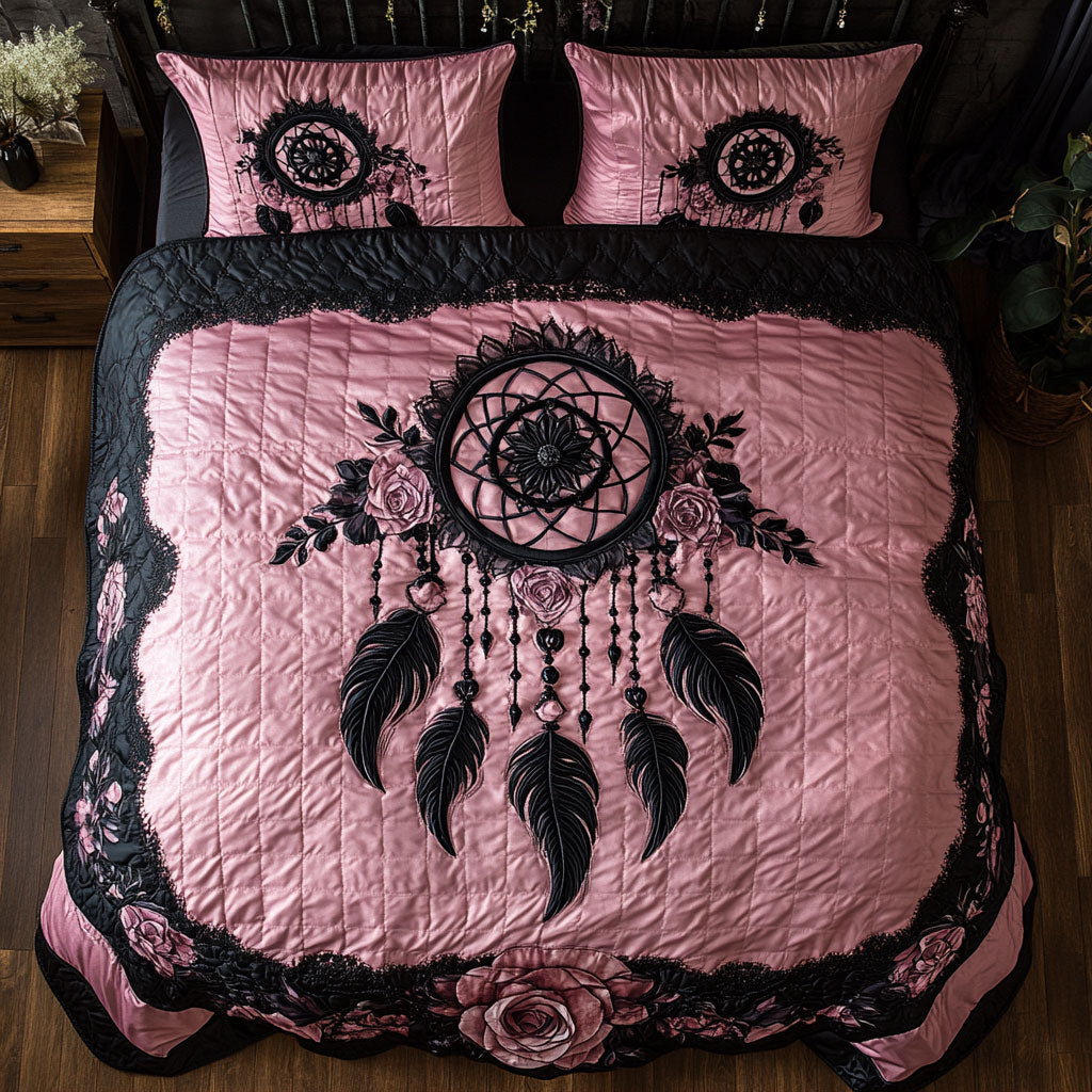 Dreamcatcher Pink Roses WT0703067CL Quilted Bedding Set