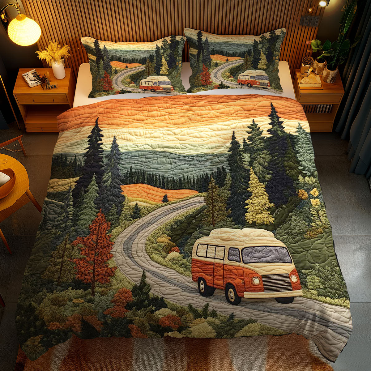 Wanderlust Camper Car WN1202083CL Quilted Bedding Set