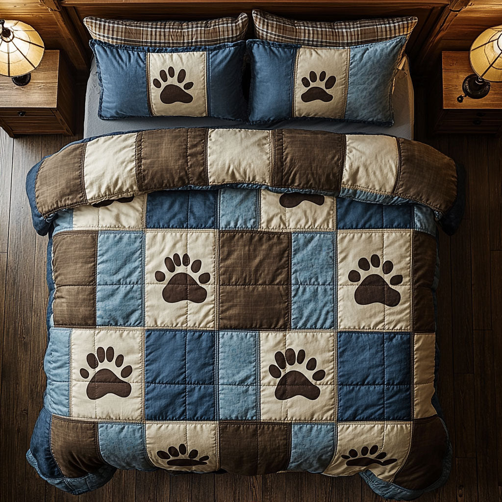 Dog Paw WX0603025CL Quilted Bedding Set