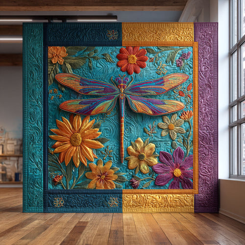 Dragonfly Flower Glow CW1308052CL Quilt Blanket