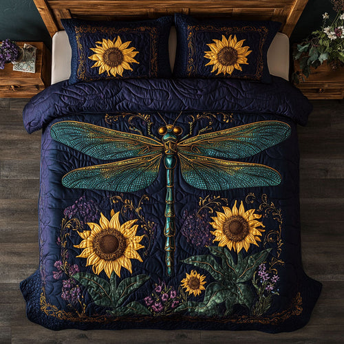 Dragonfly Sunflower WX0303014CL Quilted Bedding Set