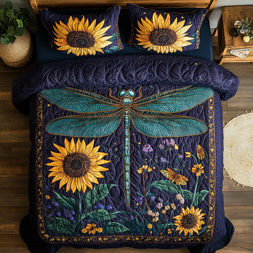 Dragonfly Sunflower WX0303015CL Quilted Bedding Set