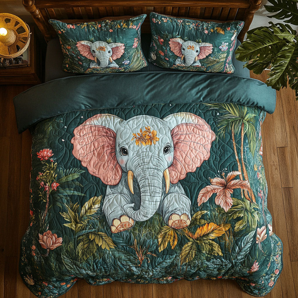 Baby Elephant WT0703129CL Quilted Bedding Set