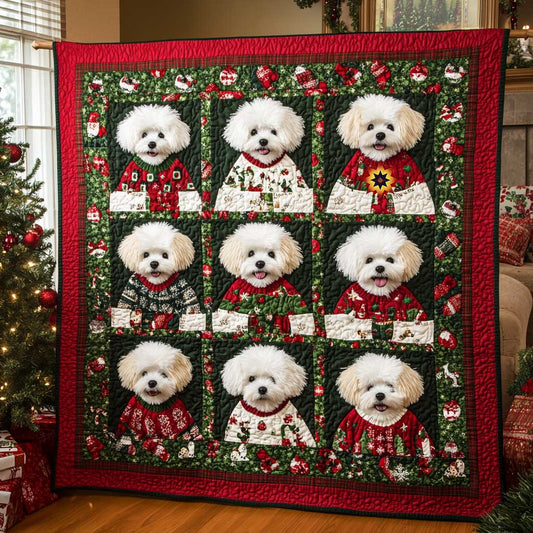 Cozy Christmas Bichon Frise WN0511019CL Quilt Blanket