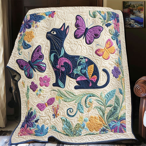 Cat In Flower WY1002027CL Quilt Blanket