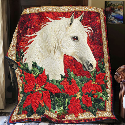 Horse Poinsettia WX2301014CL Quilt Blanket