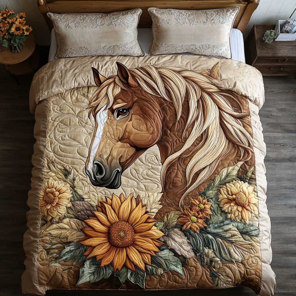 Sunflower Horse WP0302012CL Quilted Bedding Set