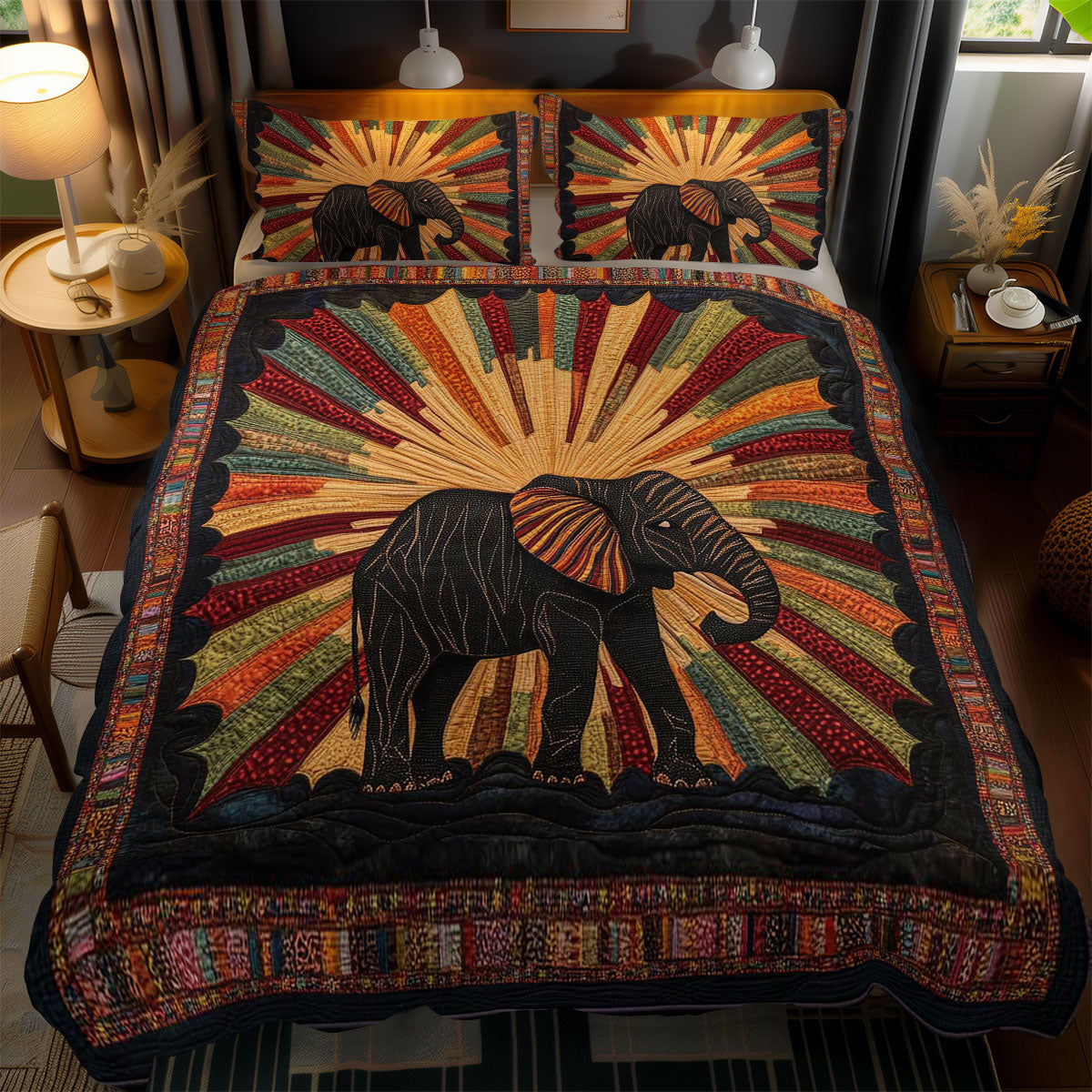 Mystic Elephant WN1002074CL Quilted Bedding Set