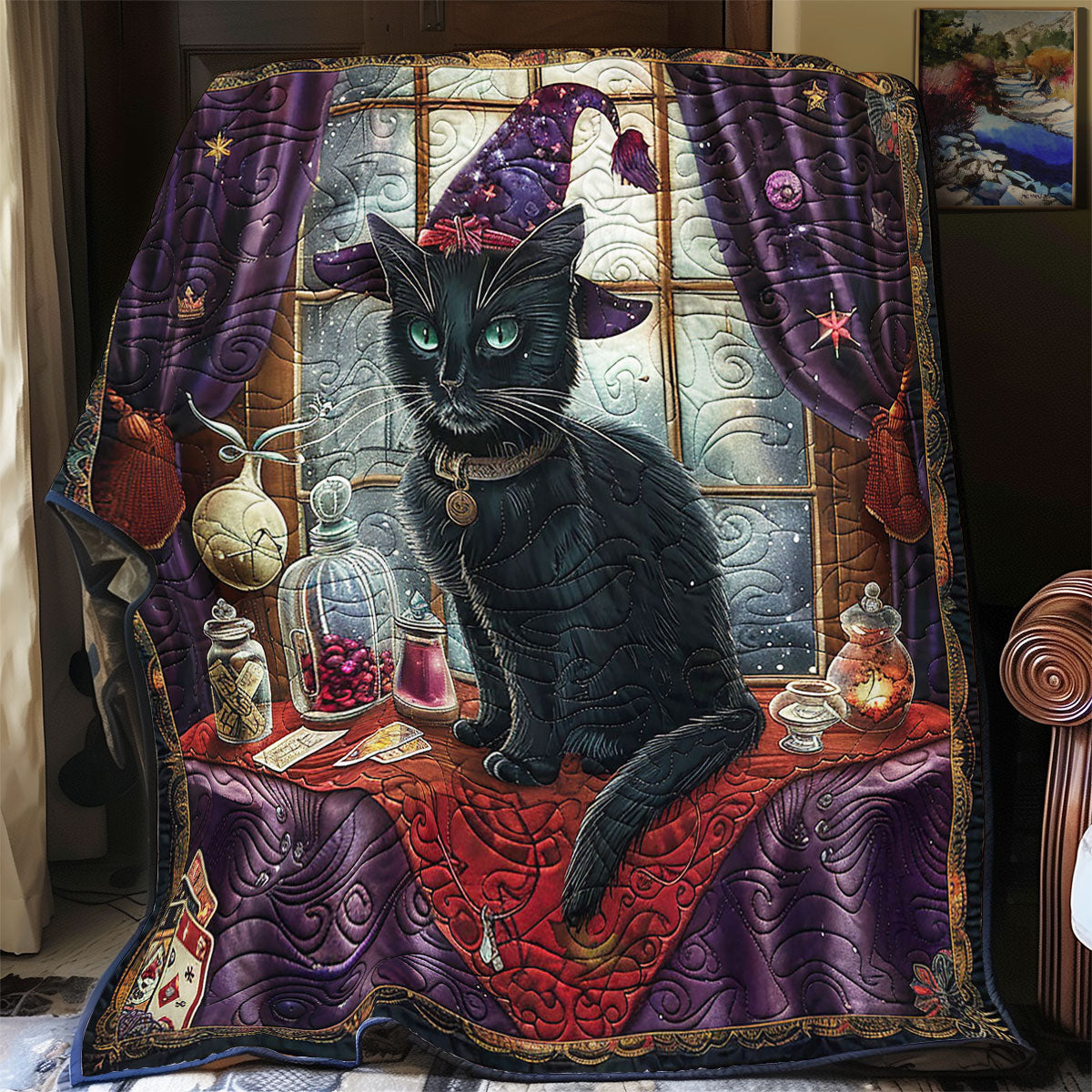 Shaman Black Cat WY0801053CL Quilt Blanket