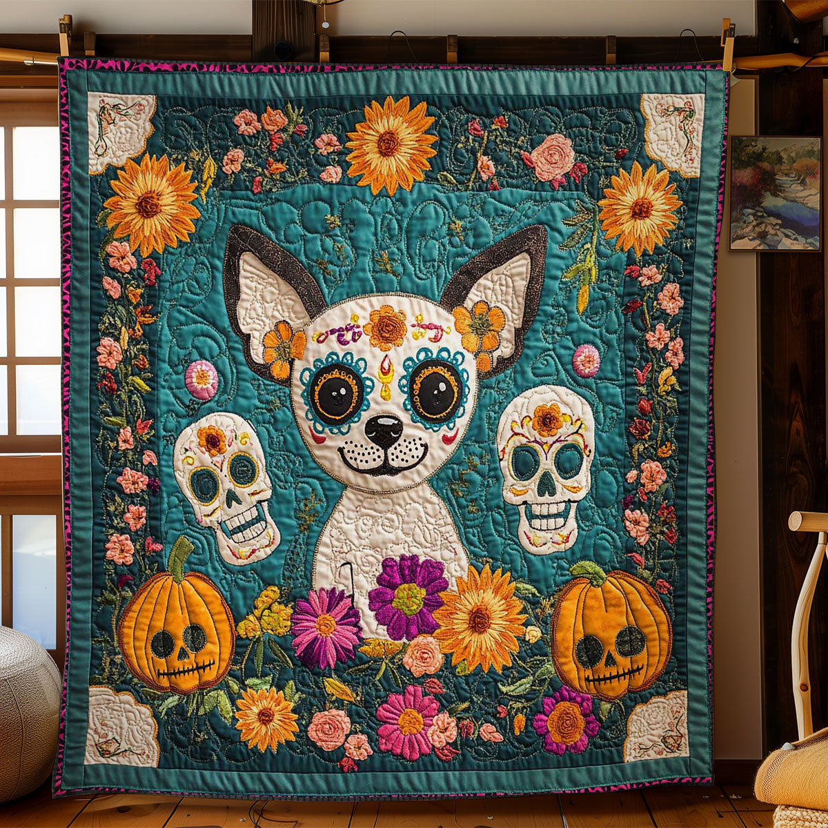 Skeleton Chihuahua Fiesta WN2201018CL Quilt Blanket