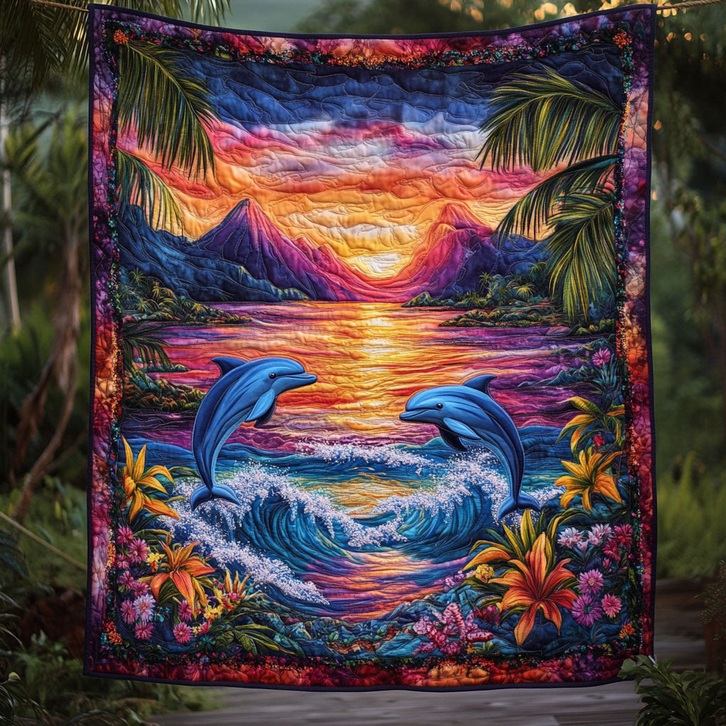 Dolphin Ocean Waves WT2702124CL Quilt Blanket