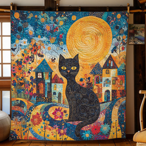 Black Cat In Street WY1002017CL Quilt Blanket