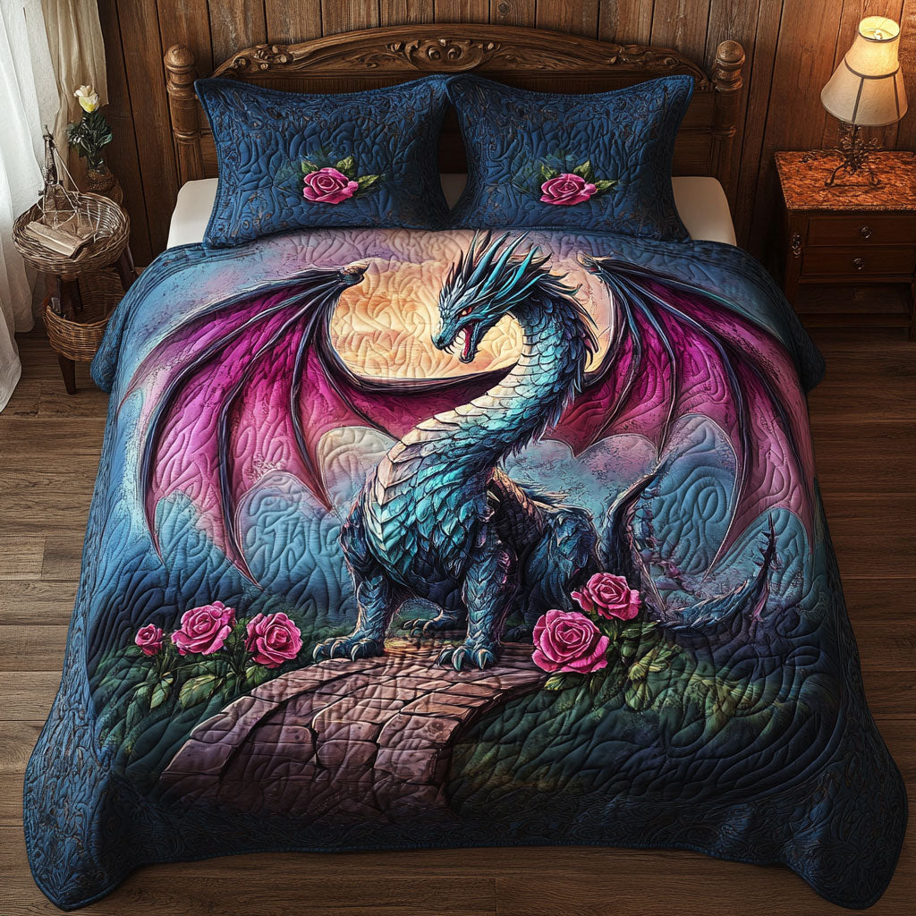 Dragon Blue Rose WT1302001CL Quilted Bedding Set