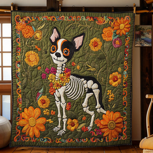 Sugar Skull Chihuahua WN2201019CL Quilt Blanket