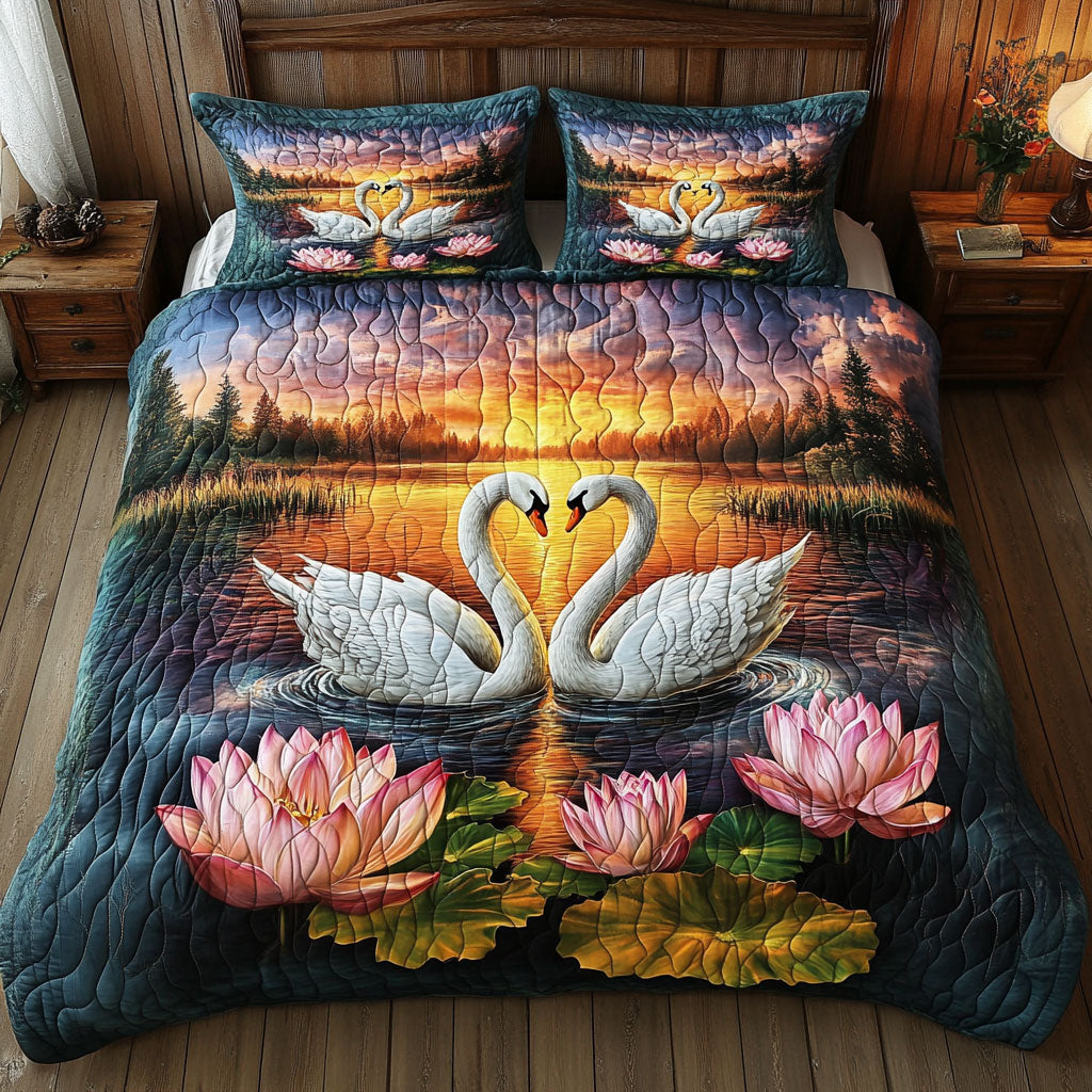 Couple Swan Love WT1901015CL Quilted Bedding Set