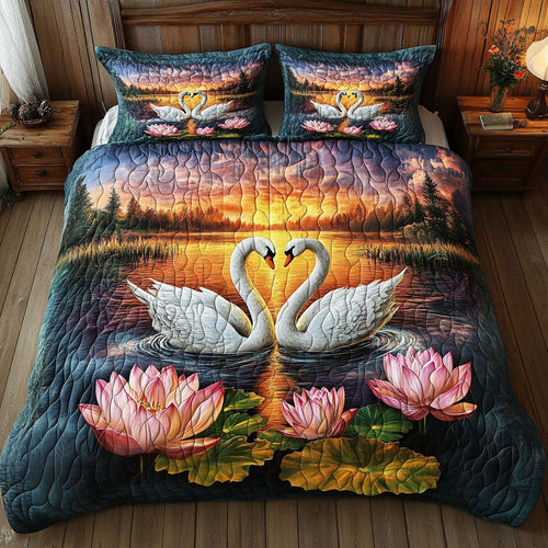 Couple Swan Love WT1901015CL Quilted Bedding Set