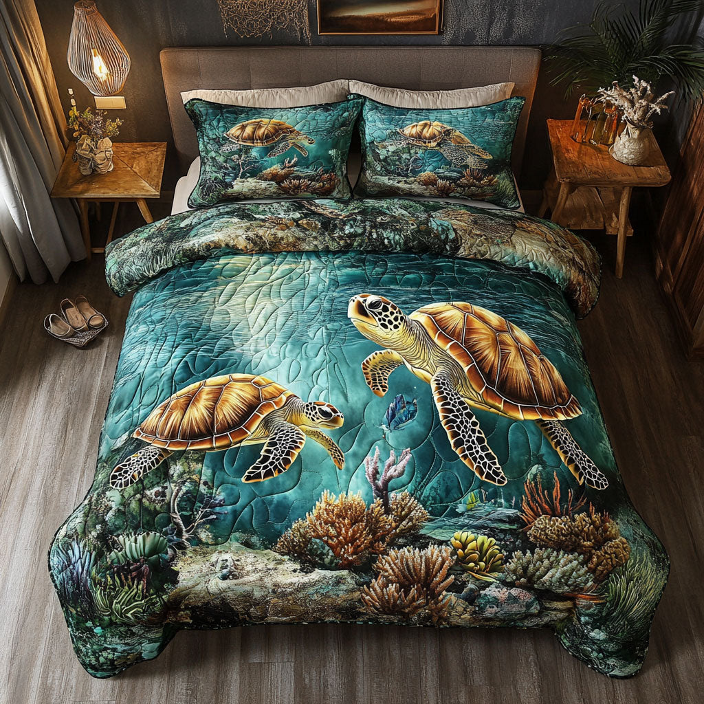 Couple Sea Turtle WT1302006CL Quilted Bedding Set