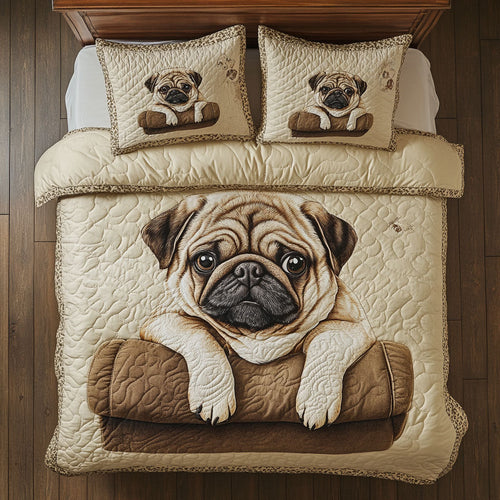 Puppy Pug WY1302109CL Quilted Bedding Set